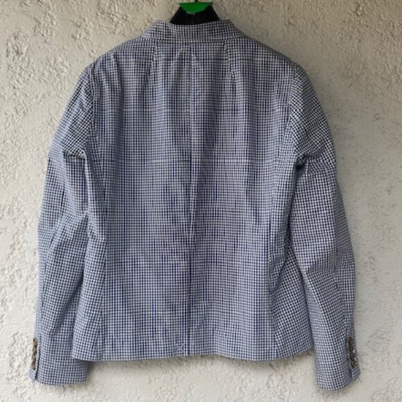 Vintage J.Crew Blue Gingham 100% Cotton Blazer - Picture 2 of 12